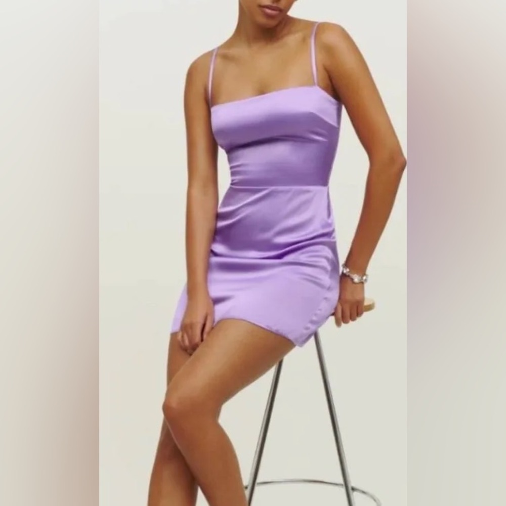 Reformation Kosta Silk Mini Dress in Ultraviolet Size 2